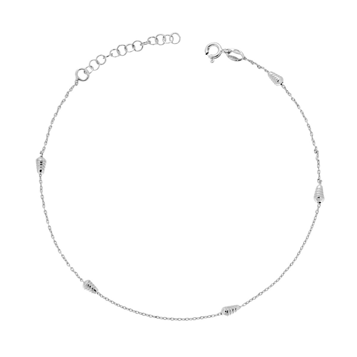 Cavigliera Catena Forzatina con Coni Diamantati in ARGENTO 925 Galvanica Rodio