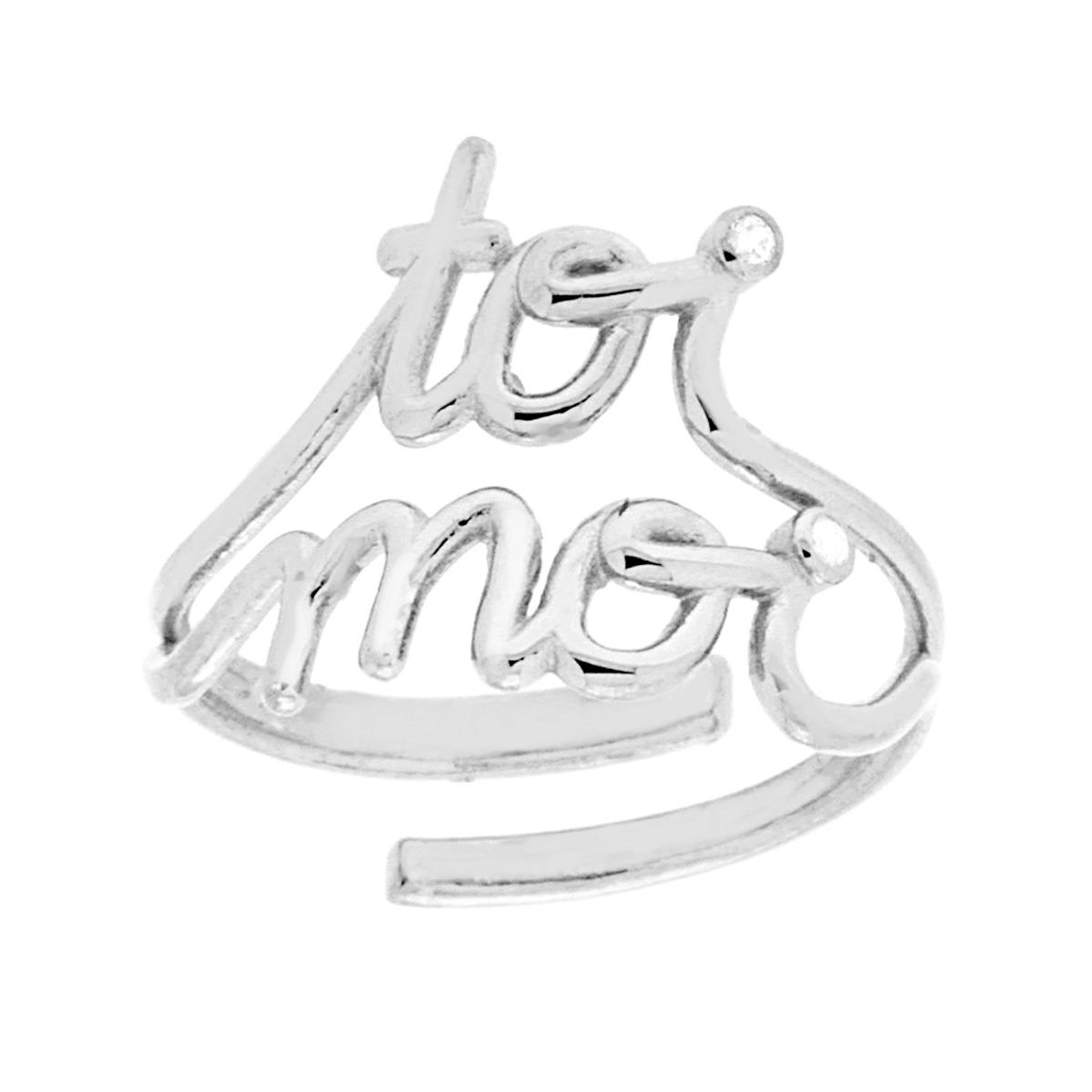 Anello filo Amore Toi Moi con Cubic Zirconia Bianchi in ARGENTO 925 Galvanica Rodio