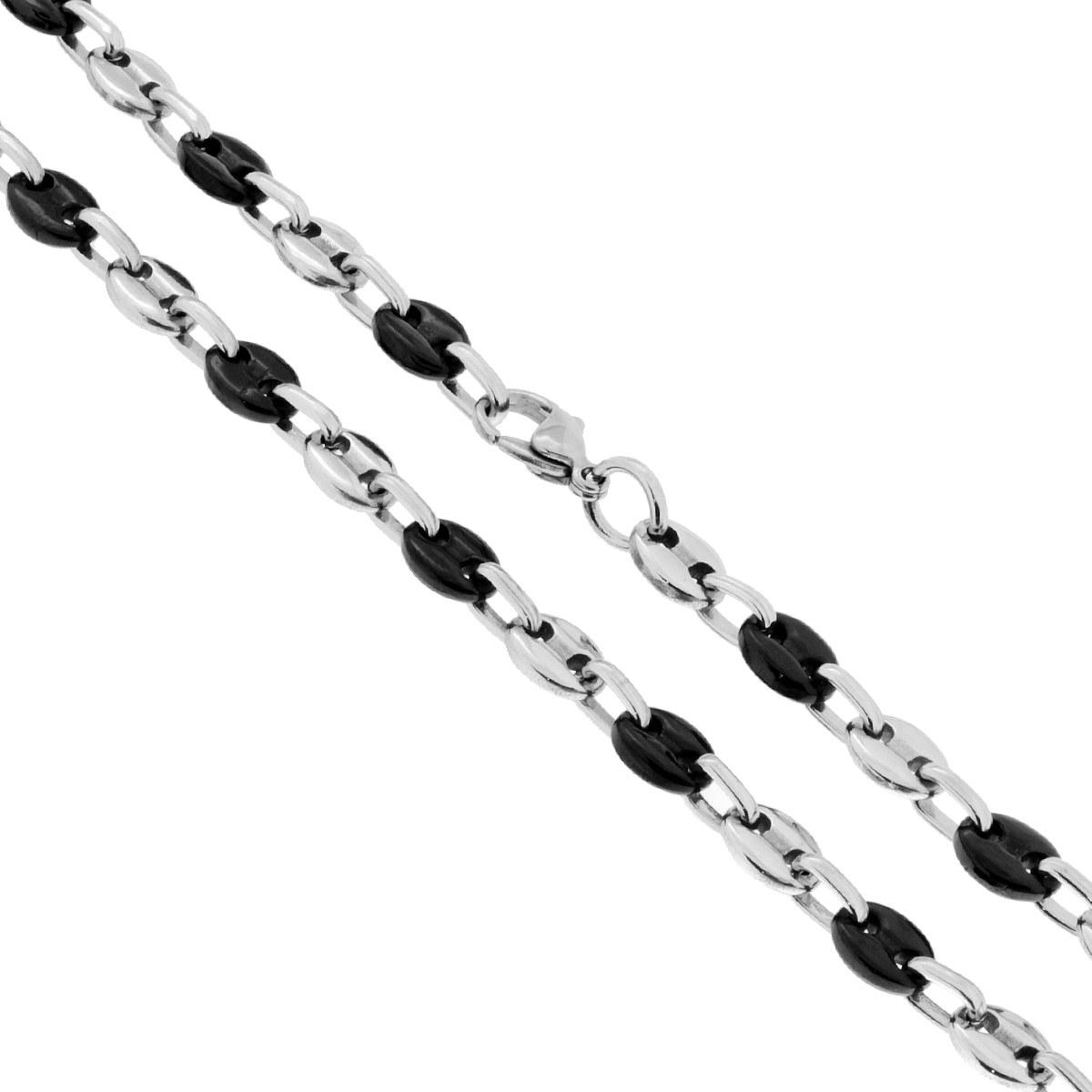 Collana Catena Marinara sezione 6 mm lunghezza cm 60 colore Nero in ACCIAIO