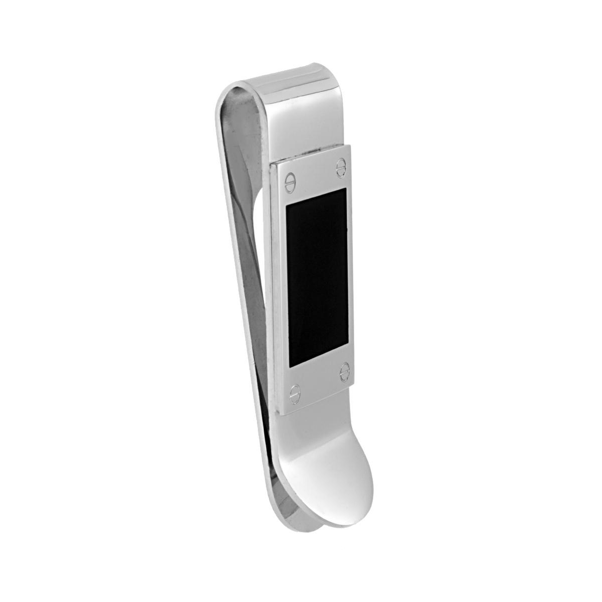 Fermasoldi Plain con dettaglio in Smalto Nero in ACCIAIO