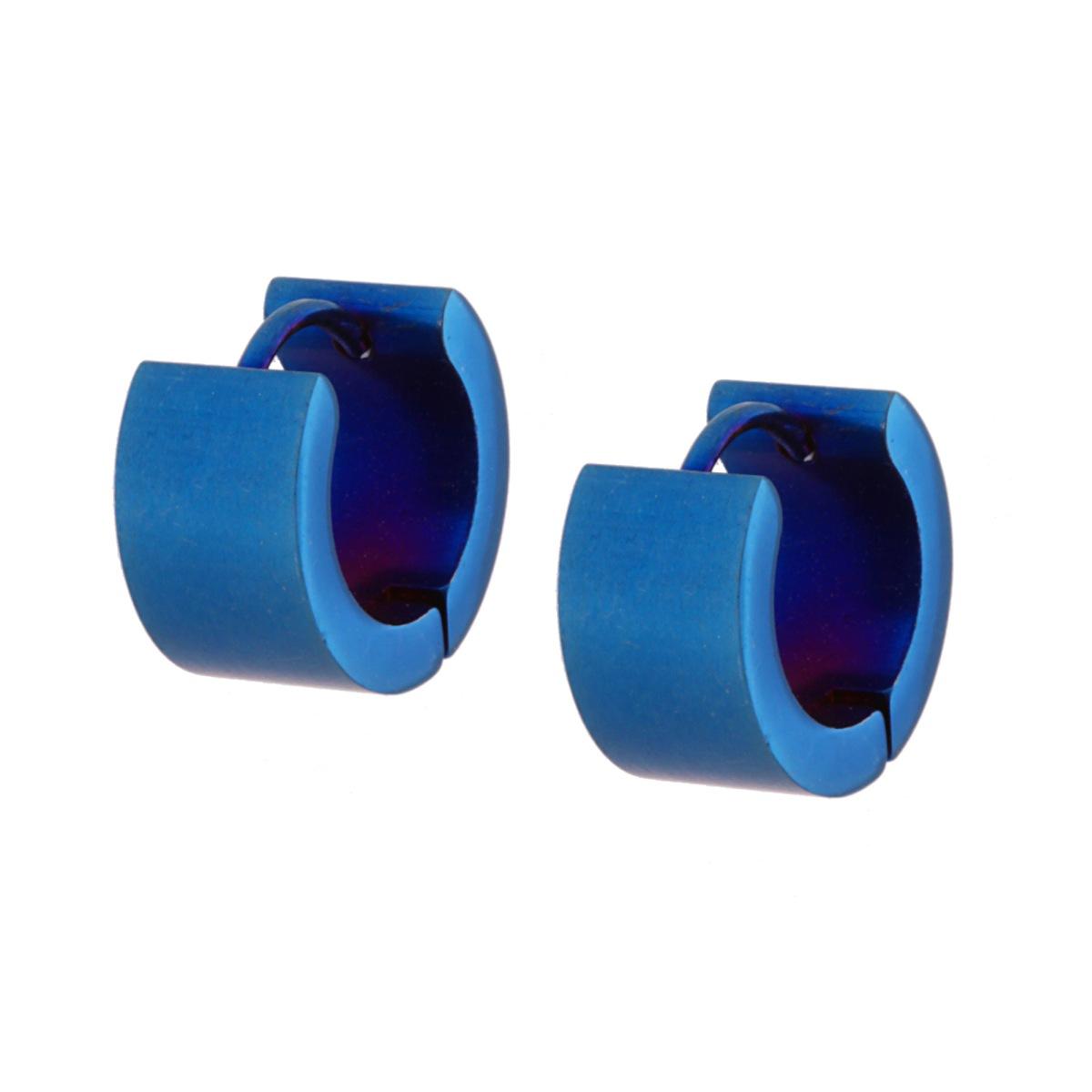 Orecchini Cerchio mm 14 Blu in ACCIAIO