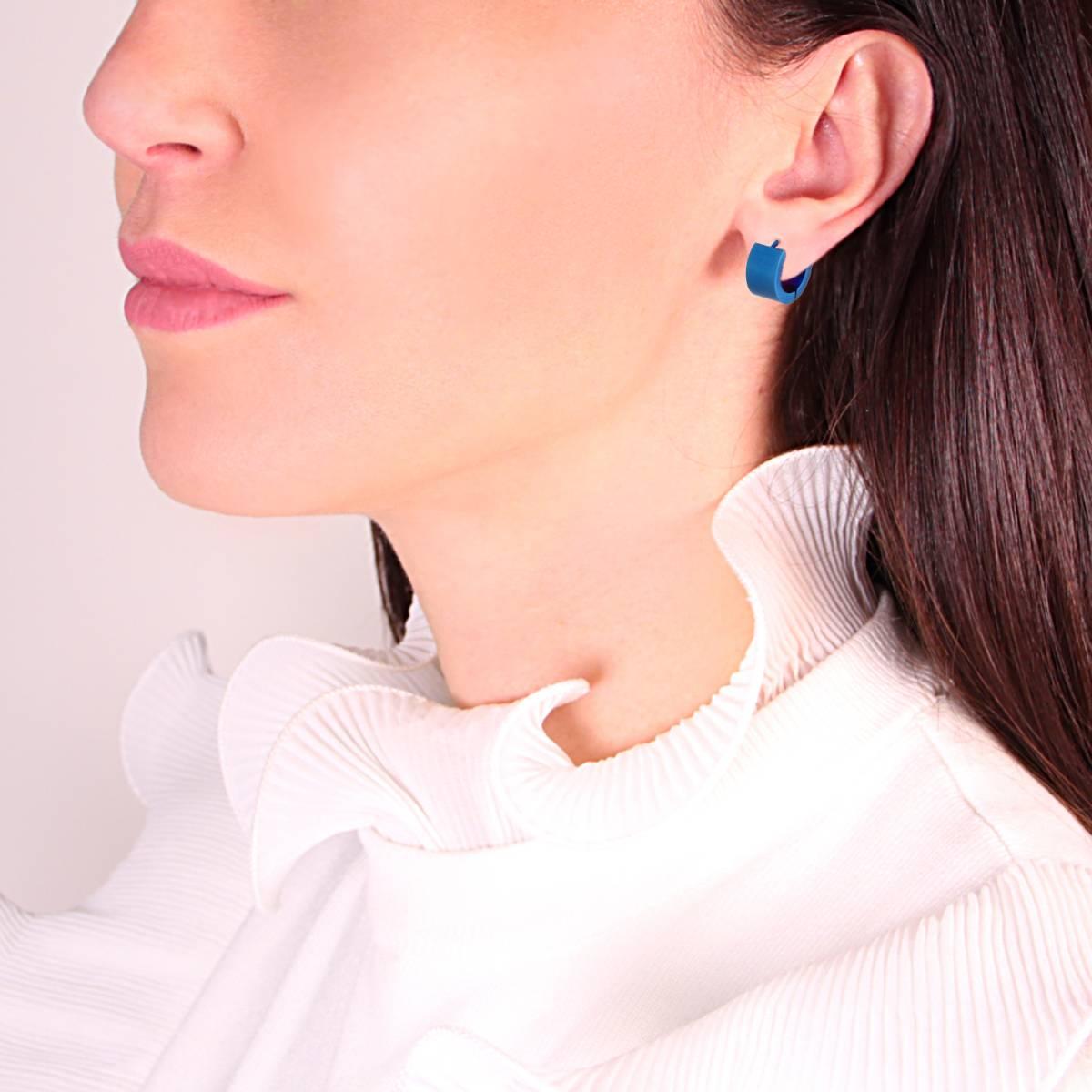 Orecchini Cerchio mm 14 Blu in ACCIAIO