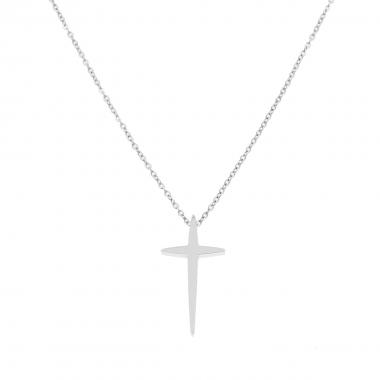 Collana Catena Forzatina Diamantata Croce in ACCIAIO