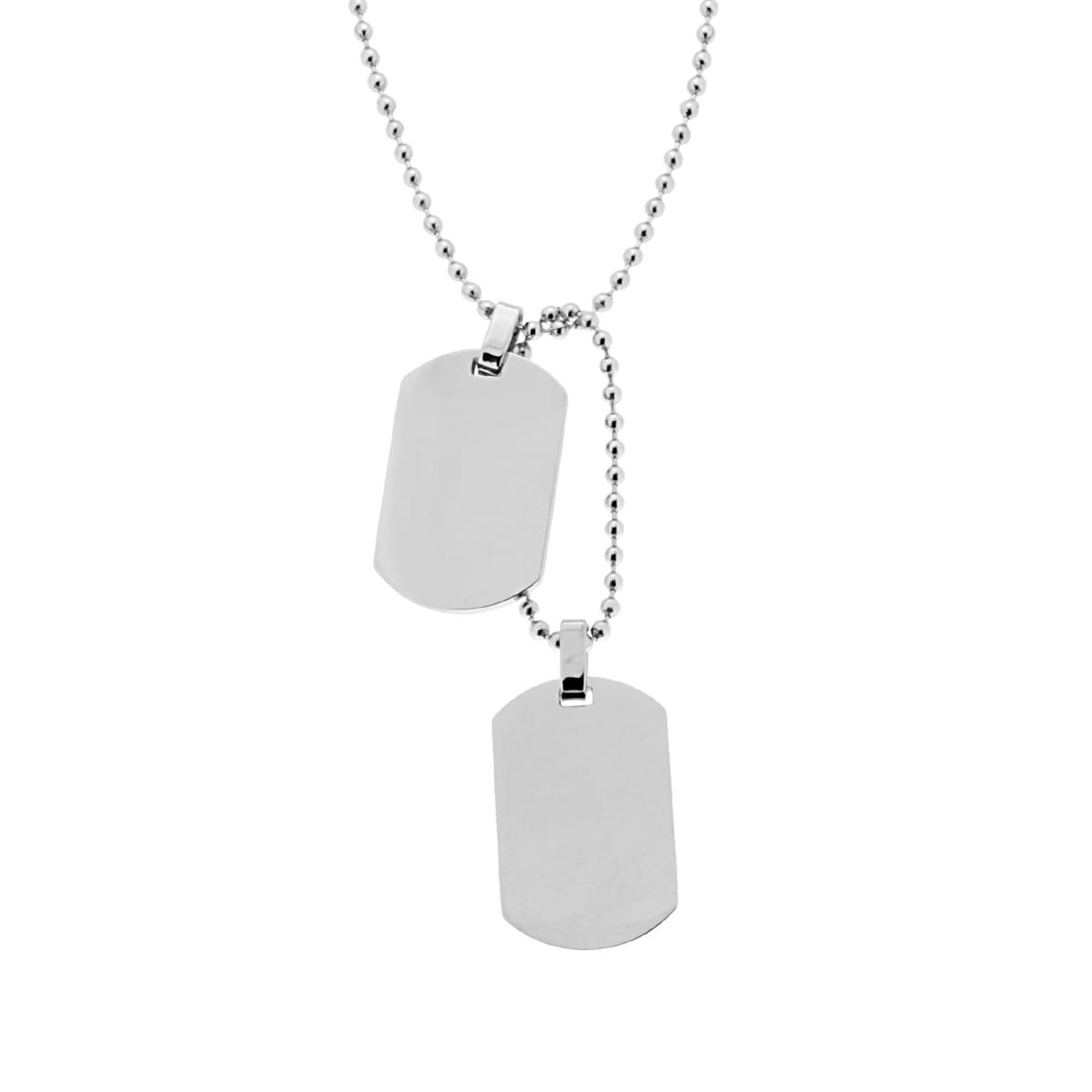 Collana con pendente doppio Piastra Militare mm 30x20 in ACCIAIO