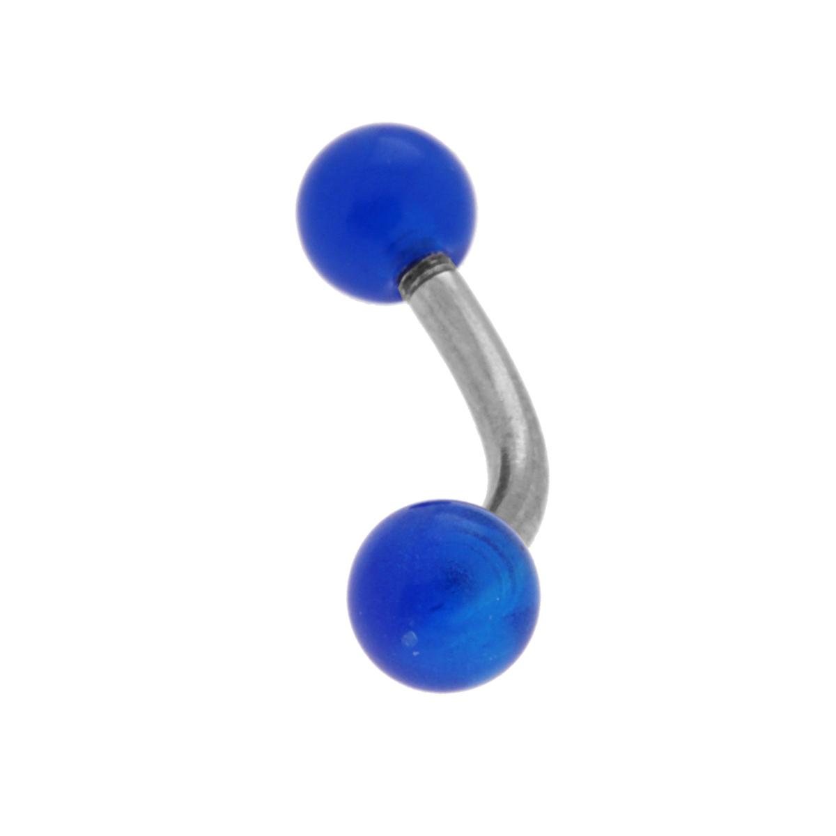 Body Pearcing Banana mm 20 con Palline Blu mm 5 in ACCIAIO Chirurgico