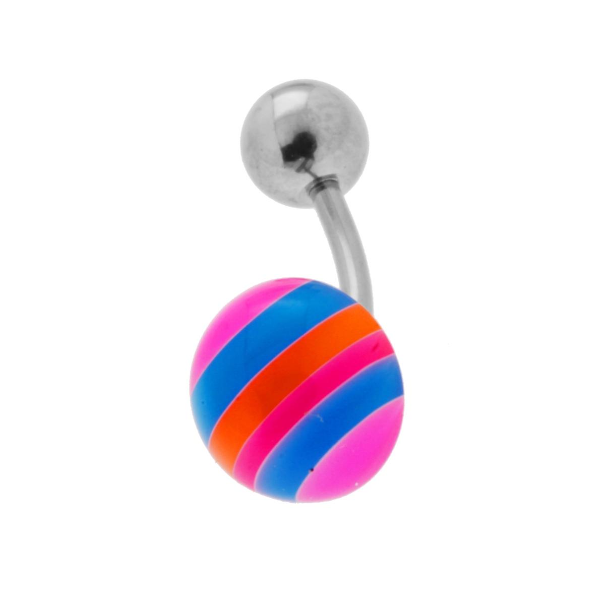 Body Pearcing Banana mm 20 con Palline Multicolor mm 5 e mm 8 in ACCIAIO Chirurgico