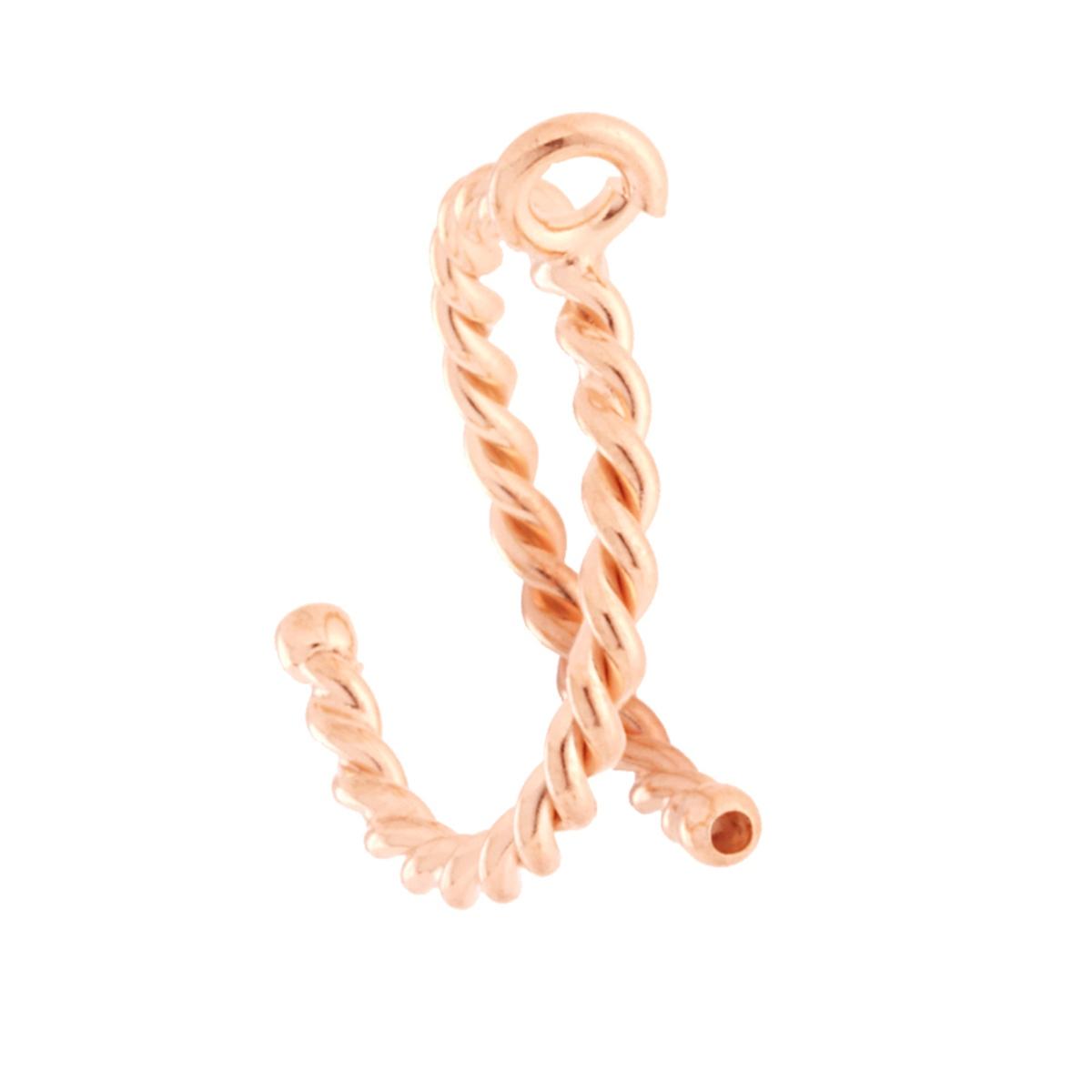 Anello Semilavorato filo Torchon con gancio per ciondolo in ARGENTO 925 Galvanica Rosa