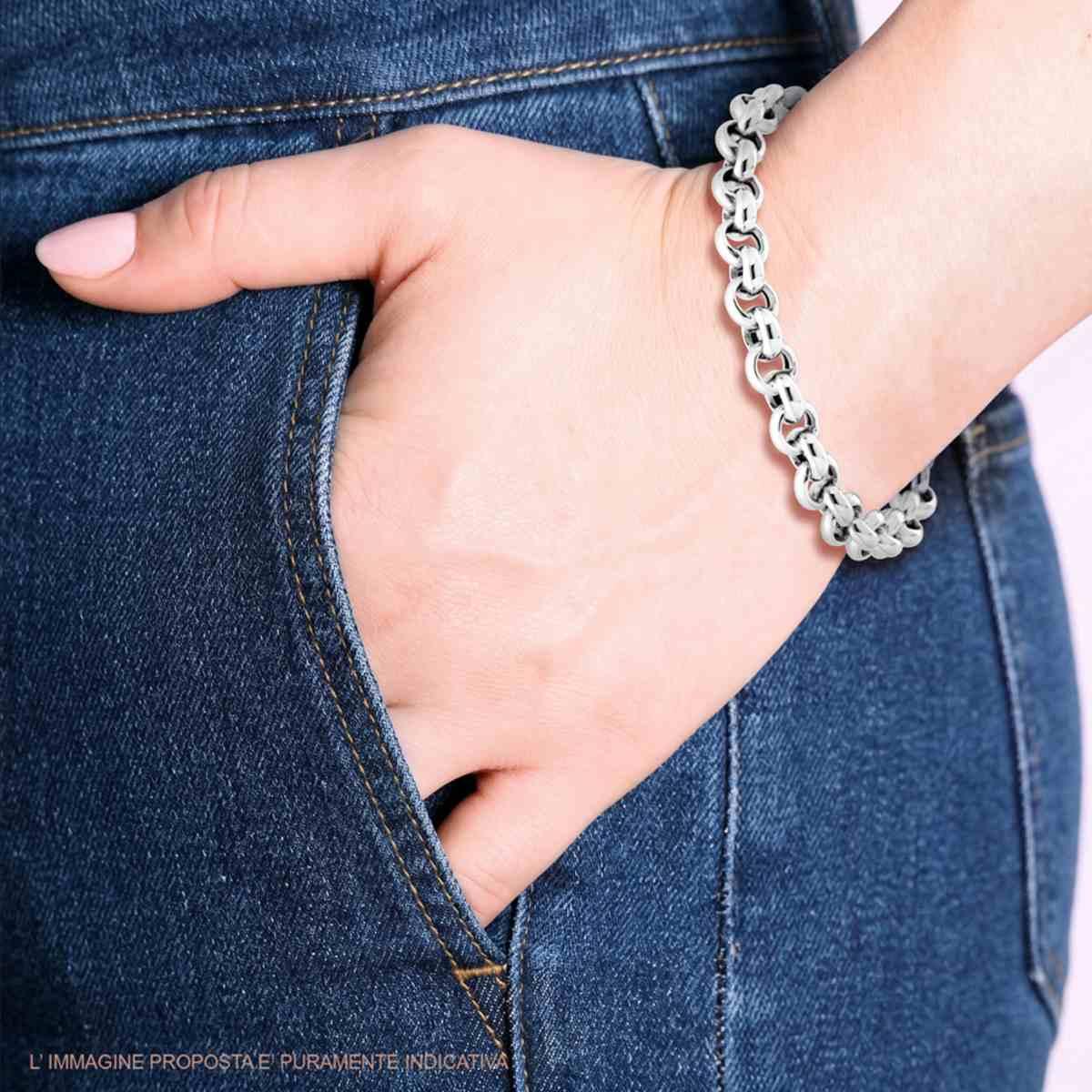 Bracciale Catena Rolo Vuoto in ARGENTO 925 Galvanica Rodio