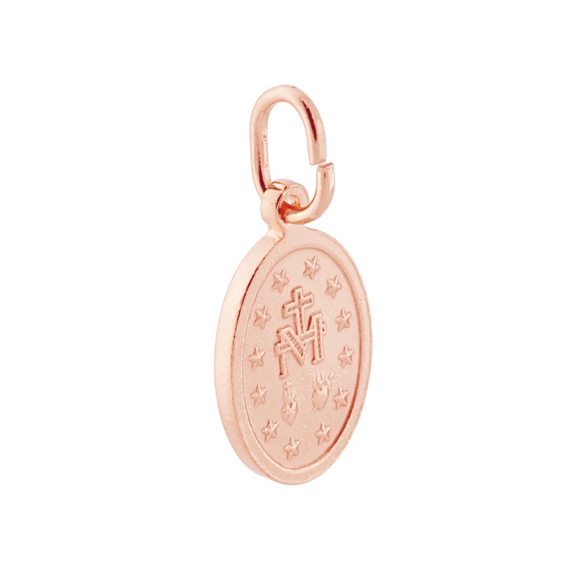 Ciondolo Medaglia Ovale mm 18 Madonna Miracolosa in ARGENTO 925 Galvanica Rosa