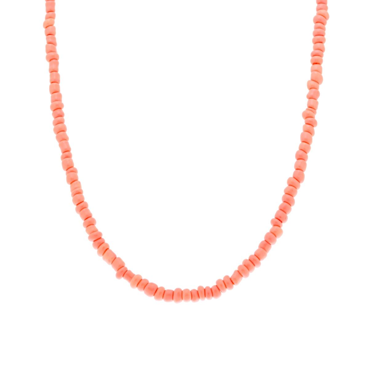 Collana con Perline Rosa Corallo in ARGENTO 925 Galvanica Rosa