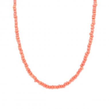 Collana con Perline Rosa Corallo in ARGENTO 925 Galvanica Rosa