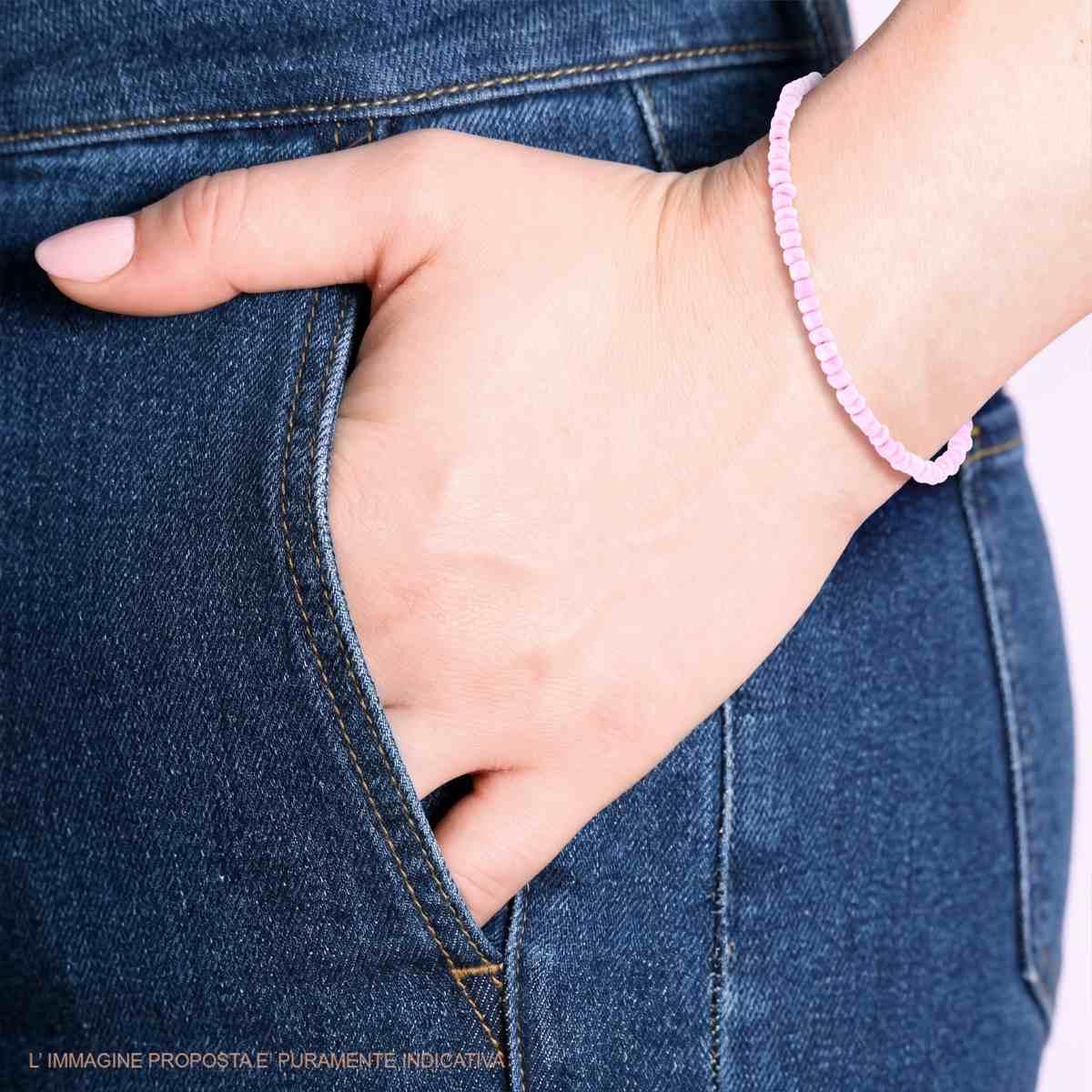 Bracciale con Perline Rosa in ARGENTO 925 Galvanica Rosa