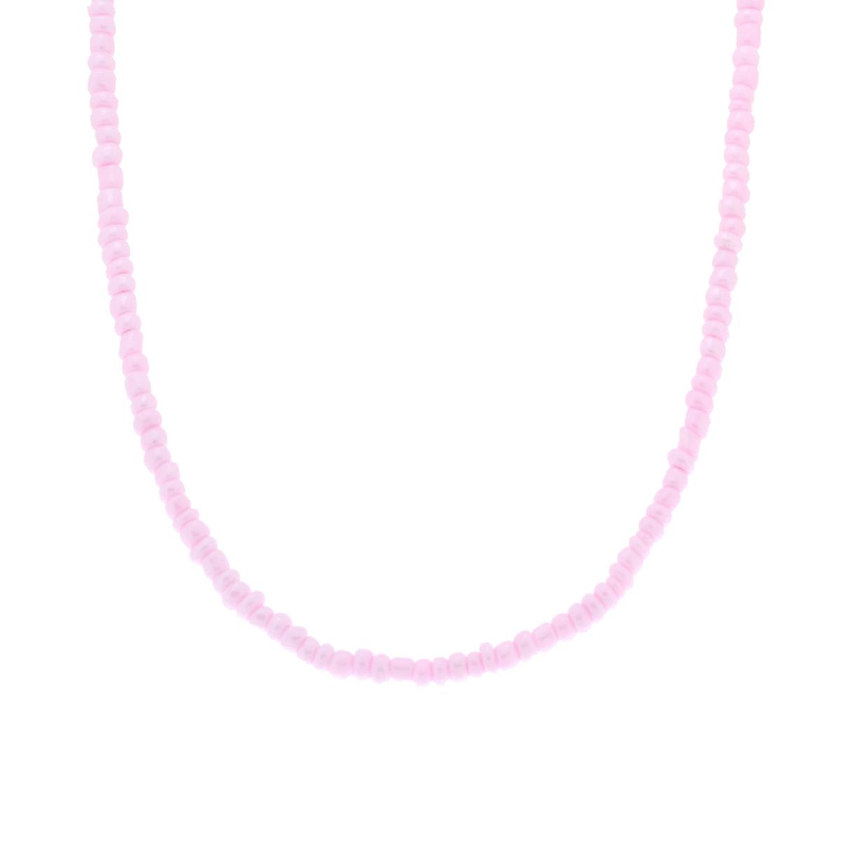 Collana con Perline Rosa in ARGENTO 925 Galvanica Oro