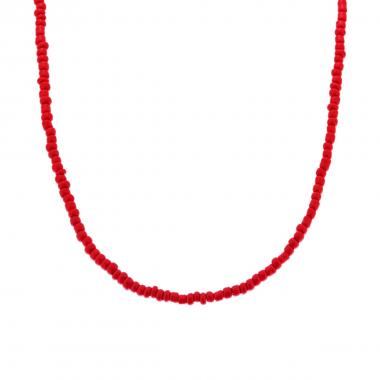 Collana con Perline Rosso Corallo in ARGENTO 925 Galvanica Oro