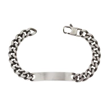 Bracciale Catena Grumetta mm 9 con Targa in ACCIAIO colore Brunito