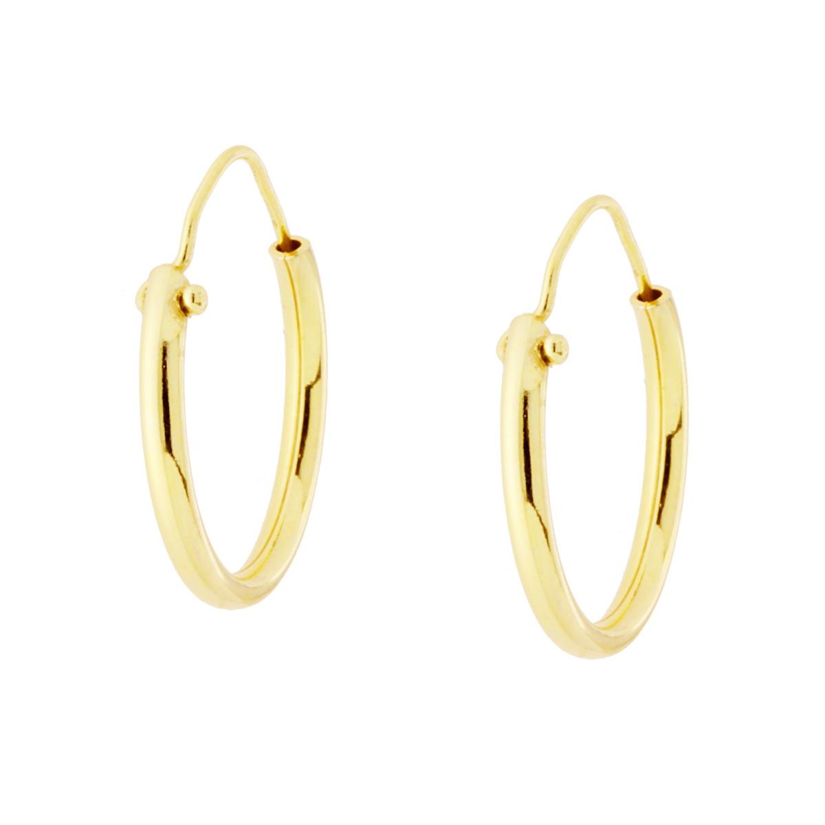 Orecchini a Cerchio mm 20 con Canna tonda liscia mm 2 in ARGENTO 925 Galvanica Oro