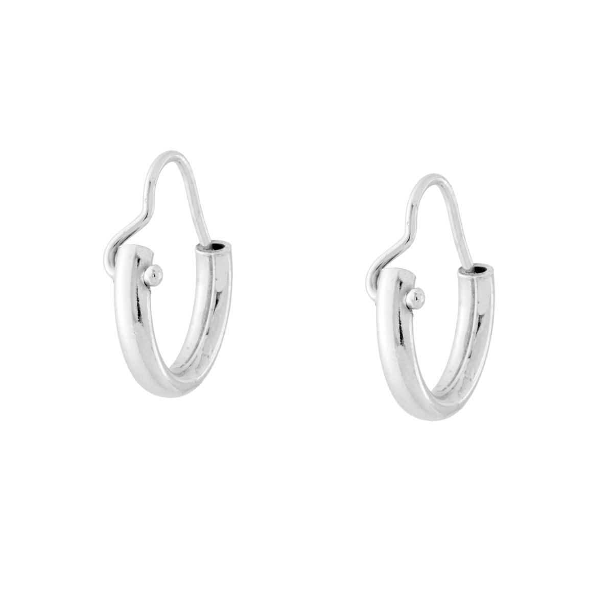 Orecchini a Cerchio mm 12 con Canna tonda liscia mm 2 in ARGENTO 925 Galvanica Rodio