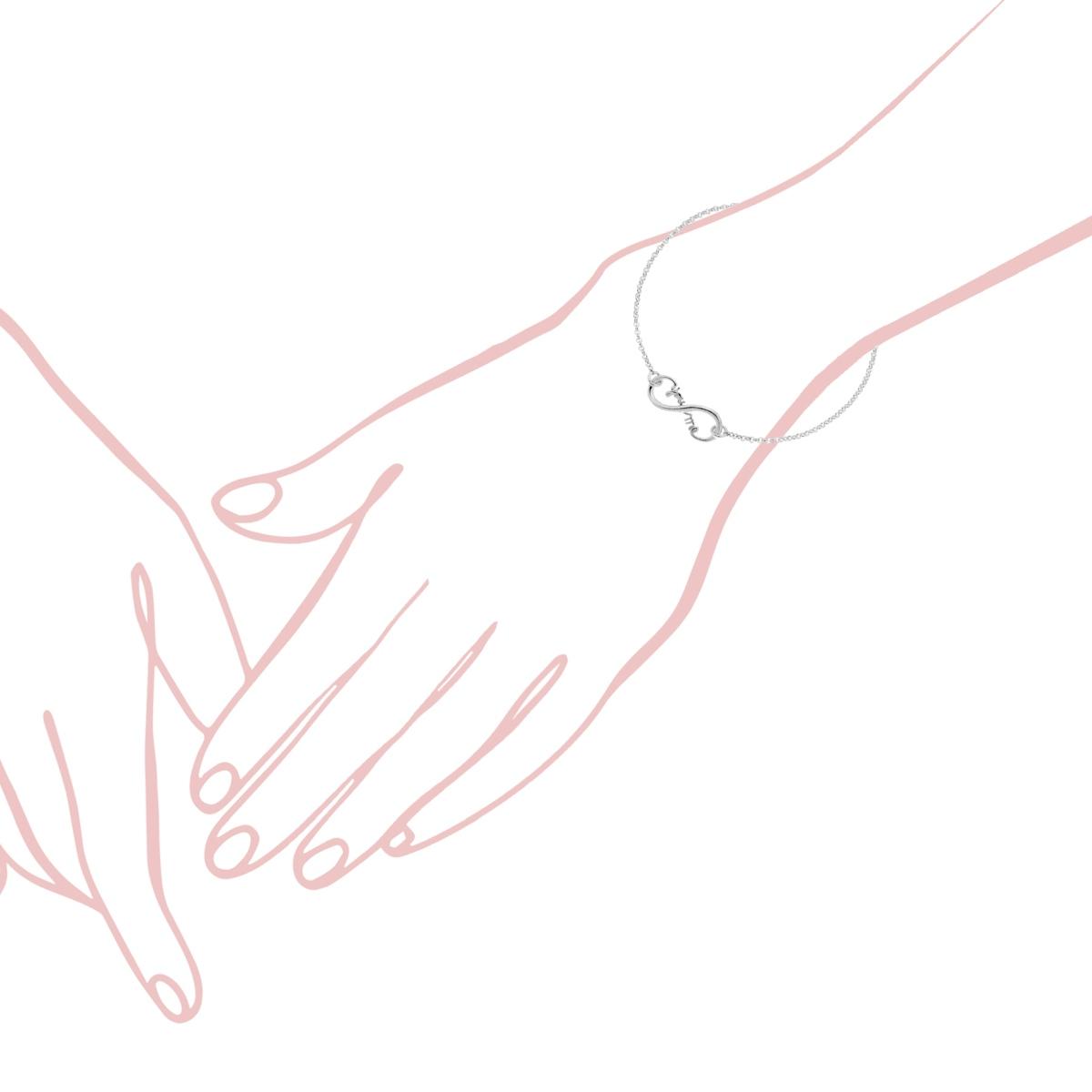 Bracciale Catena Rolo Diamantata con Infinito e scritta You Me in ARGENTO 925 Galvanica Rodio