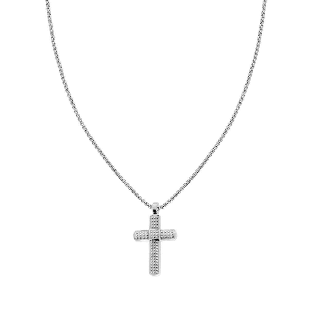 Collana Catena Veneziana Tonda con Croce in ACCIAIO