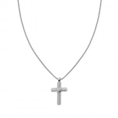 Collana Catena Veneziana Tonda con Croce in ACCIAIO