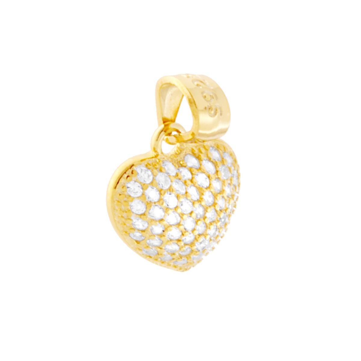 Ciondolo Cuore con Zirconi Bianchi in ARGENTO 925 Galvanica Oro