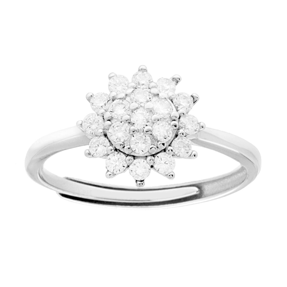 Anello Solitario con Zirconi Bianchi in ARGENTO 925 Galvanica Rodio