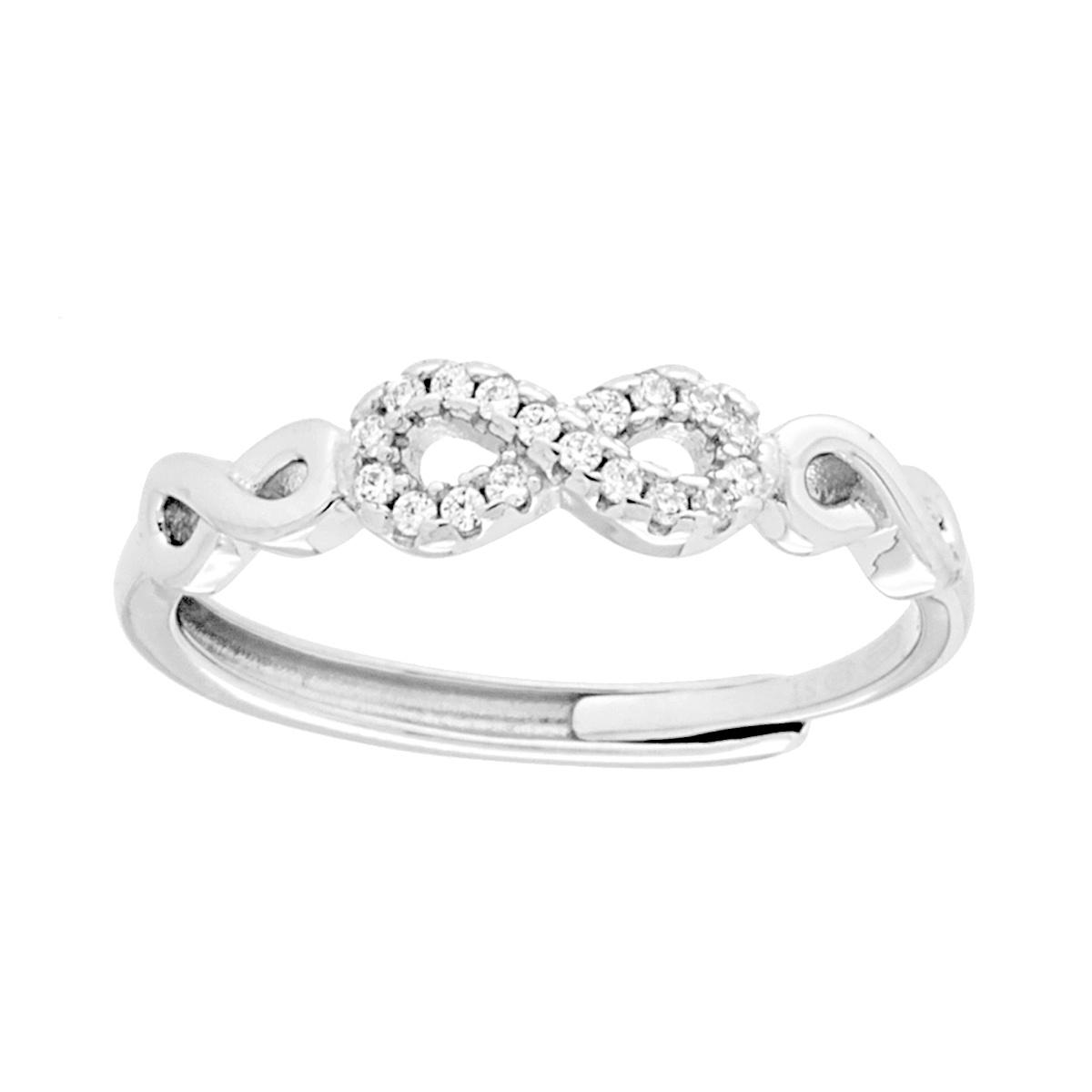 Anello Infinito con Cubic Zirconia Bianchi in ARGENTO 925 Galvanica Rodio