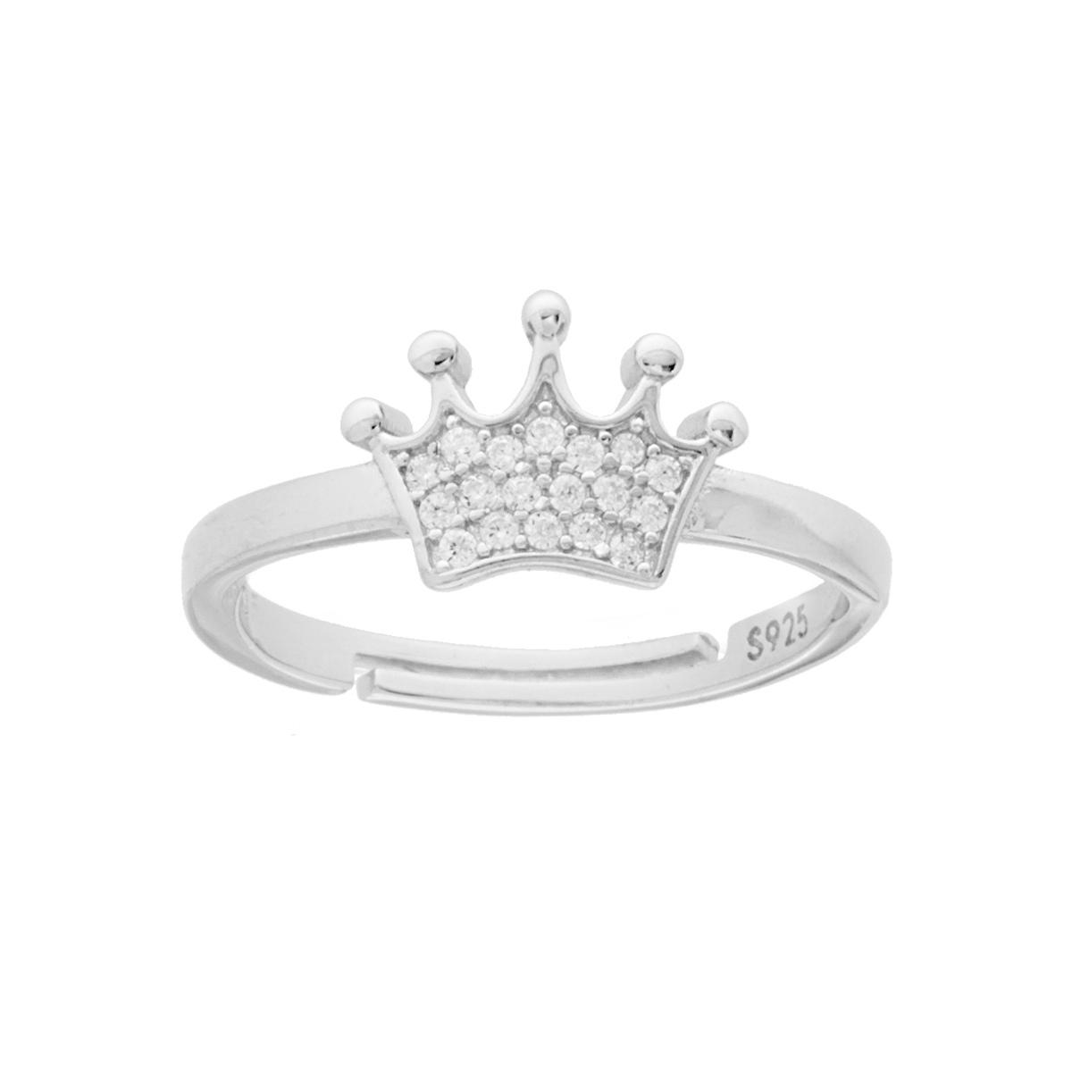 Anello Corona con Zirconi Bianchi in ARGENTO 925 Galvanica Rodio