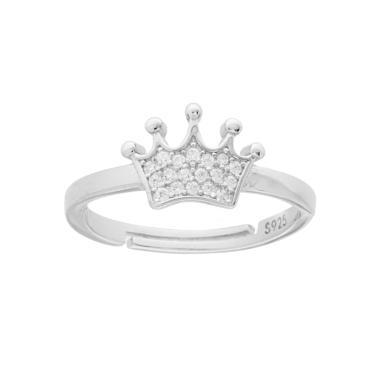 Anello Corona con Zirconi Bianchi in ARGENTO 925 Galvanica Rodio