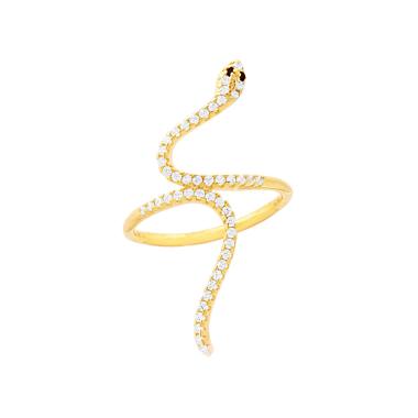 Anello Serpente con Cubic Zirconia Bianchi in ARGENTO 925 Galvanica Oro