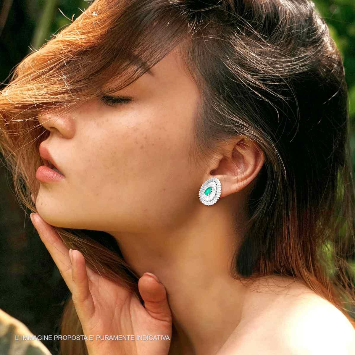 Orecchini Goccia con Pietre Naturali Tormalina Paraiba contornati da Zirconi Bianchi in ARGENTO 925 Galvanica Rodio