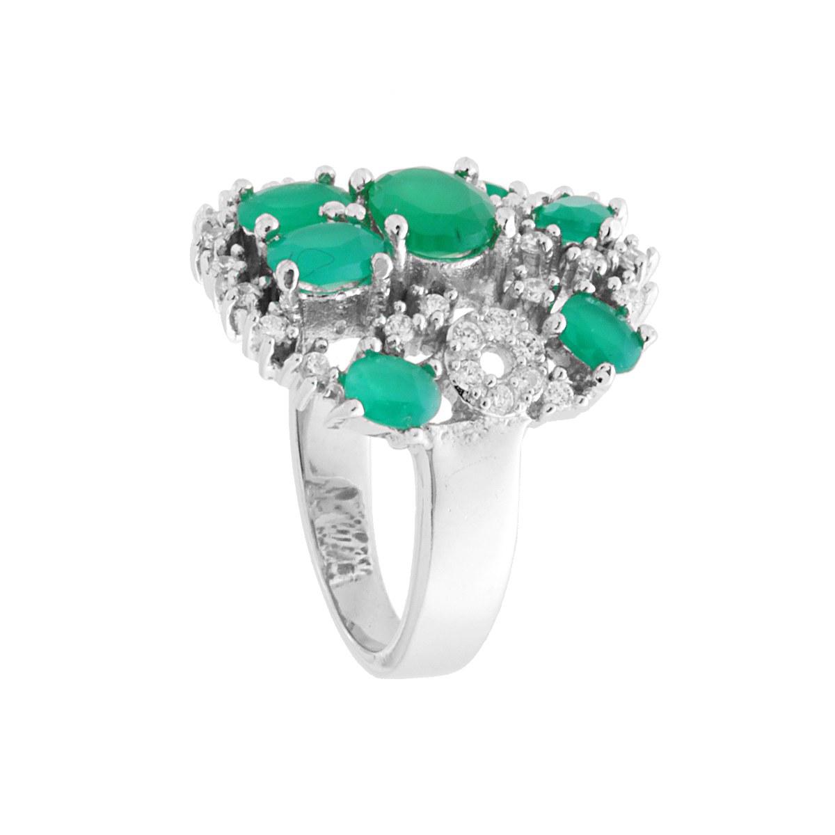 Anello con Pietre Naturali Tormalina Paraiba e Zirconi Bianchi in ARGENTO 925 Galvanica Rodio