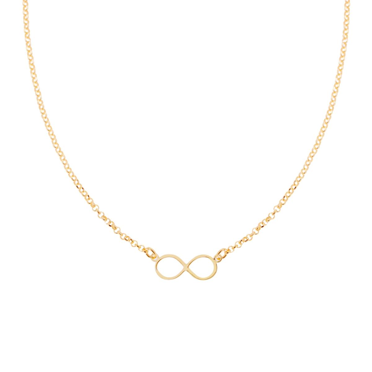 Collana Catena Rolo Diamantata con Infinito in ARGENTO 925 Galvanica Oro