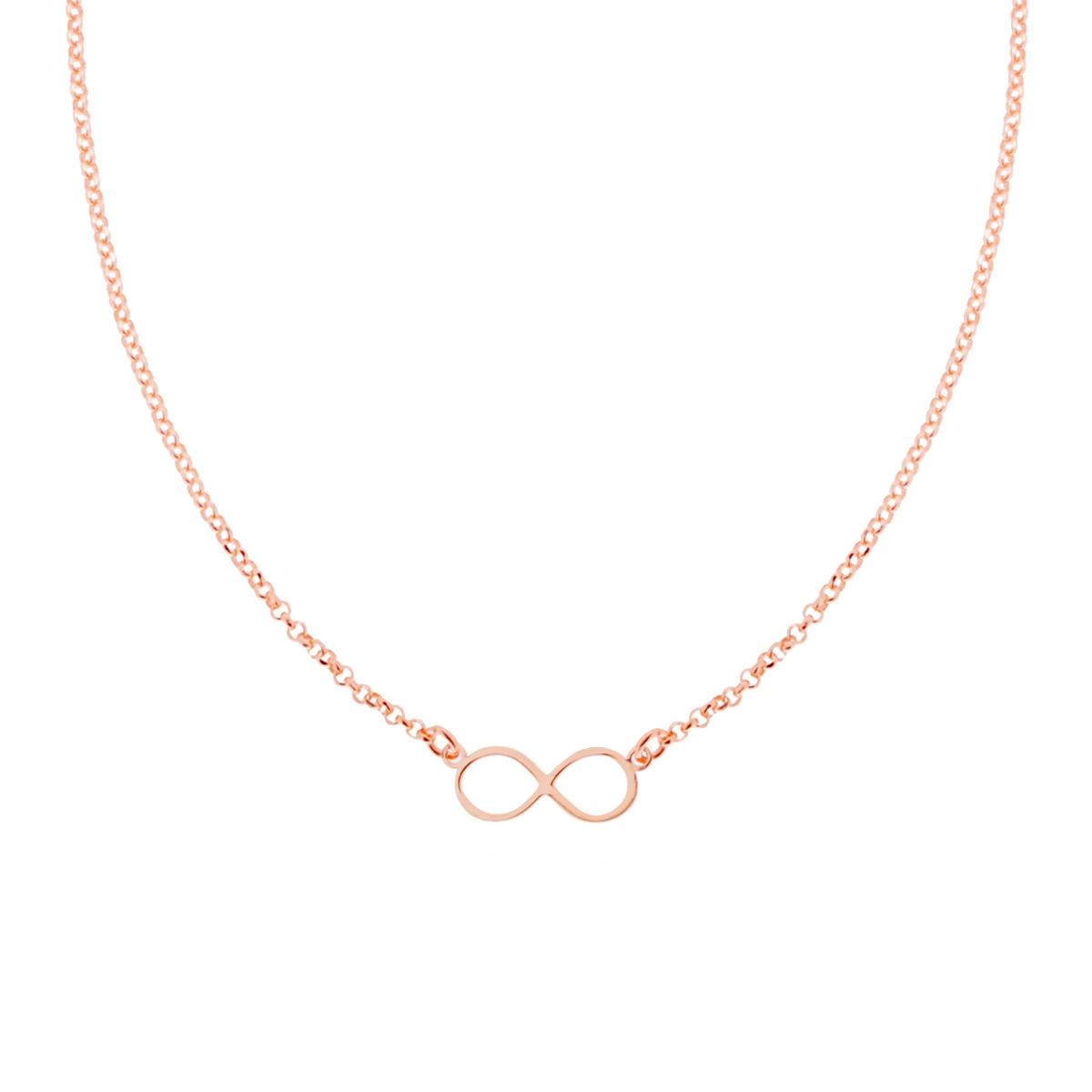 Collana Catena Rolo Diamantata con Infinito in ARGENTO 925 Galvanica Rosa