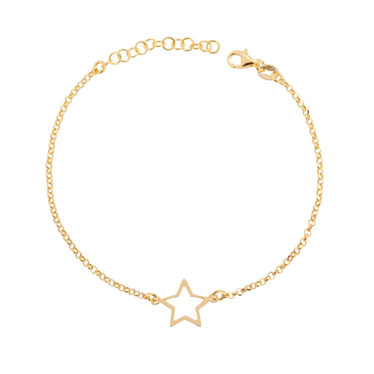 Bracciale Catena Rolo Diamantata con Stella in ARGENTO 925 Galvanica Oro