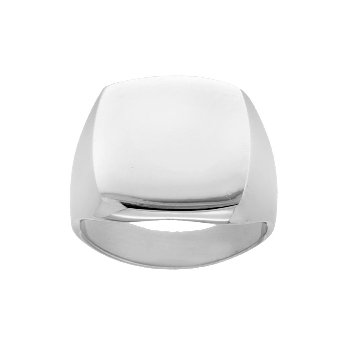 Anello Chevalier con Scudo Quadrato Plain per incisione in ARGENTO 925 Galvanica Rodio