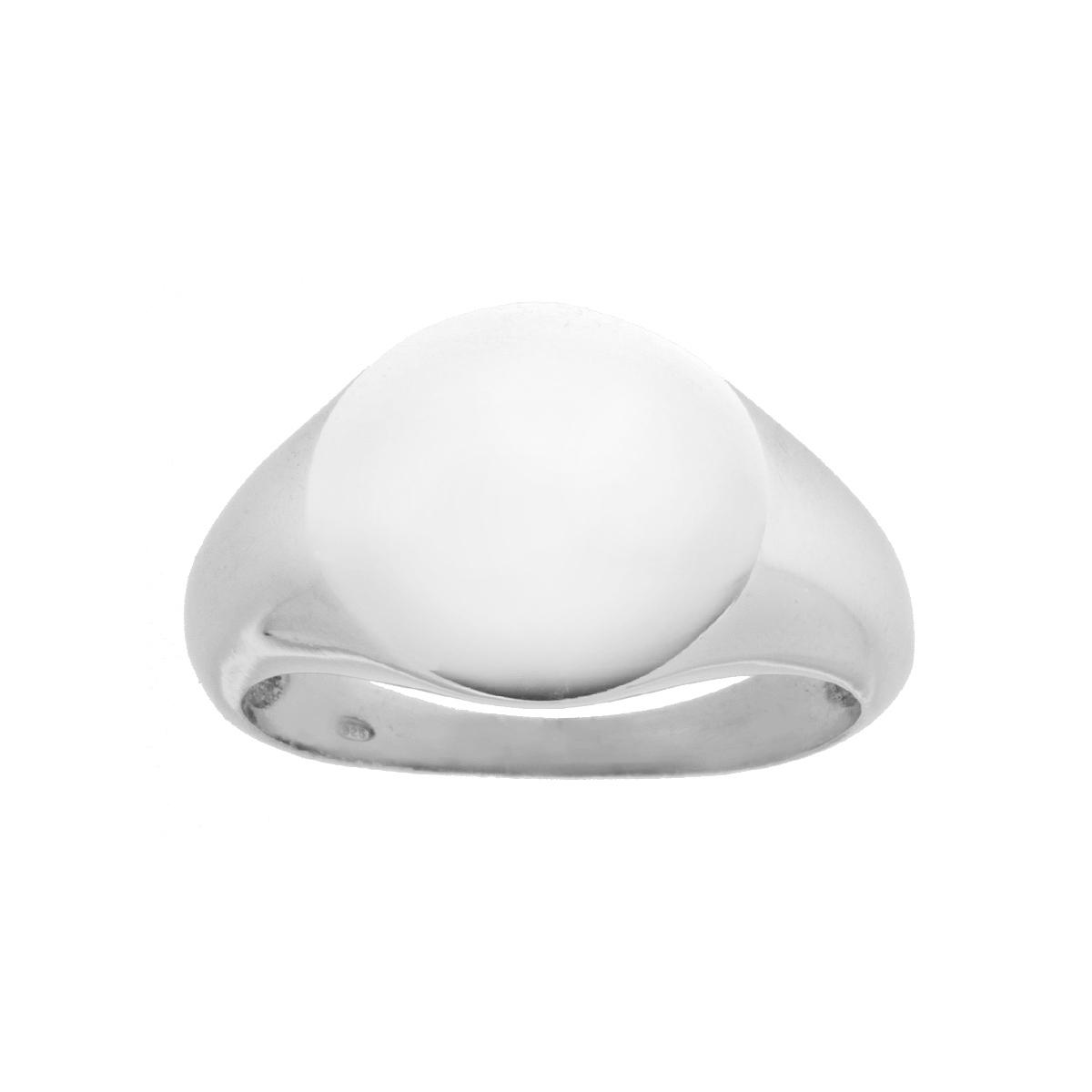 Anello Chevalier con Scudo Ovale Plain per incisione in ARGENTO 925 Galvanica Rodio