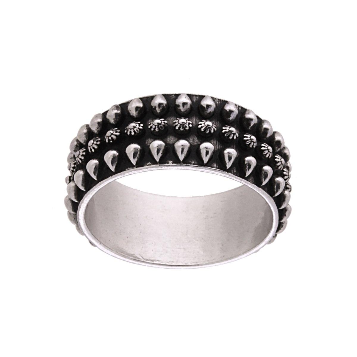 Anello Uomo Fascia Lavorato in ARGENTO 925 Galvanica Rodio Brunito