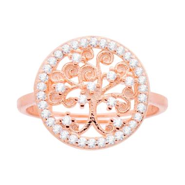 Anello con Albero della Vita con Cubic Zirconia Bianchi in ARGENTO 925 Galvanica Rosa