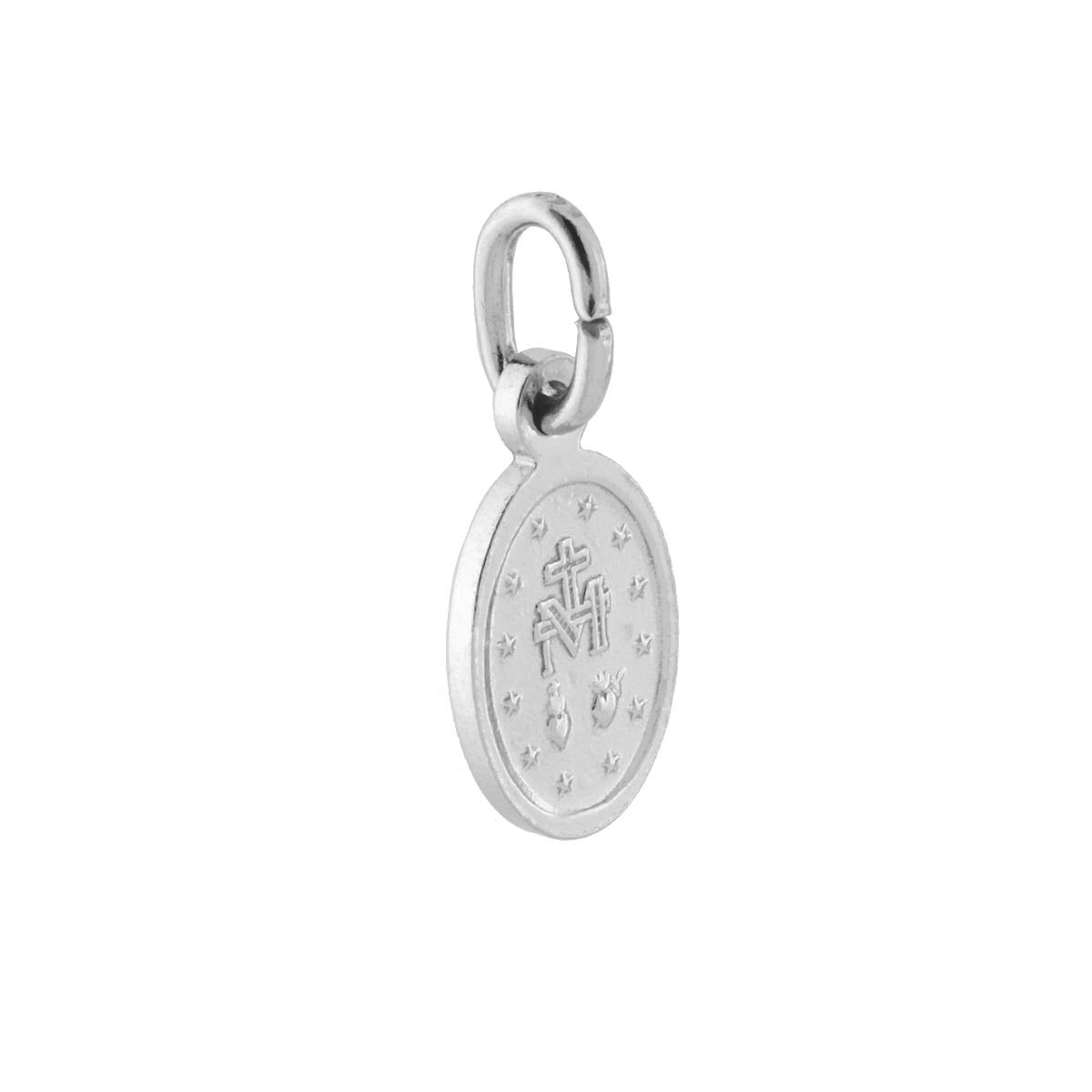 Ciondolo Medaglia Ovale con Madonna Miracolosa mm 12 in ARGENTO 925 Galvanica Rodio