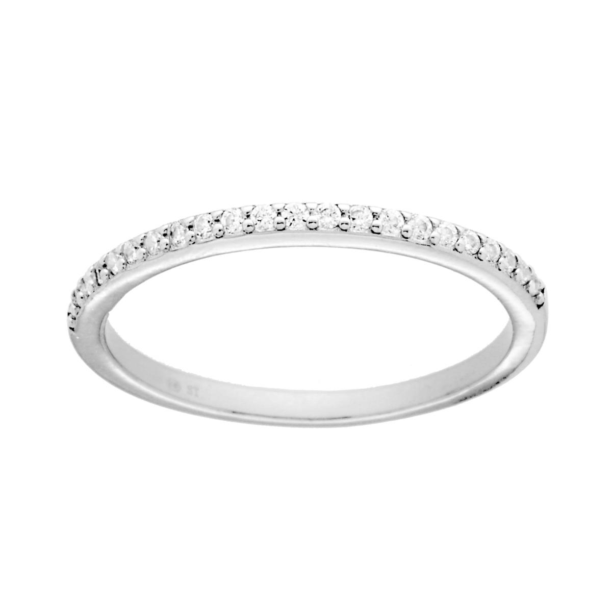 Anello Veretta con Cubic Zirconia Bianchi mm 1.6 in ARGENTO 925 Galvanica Rodio