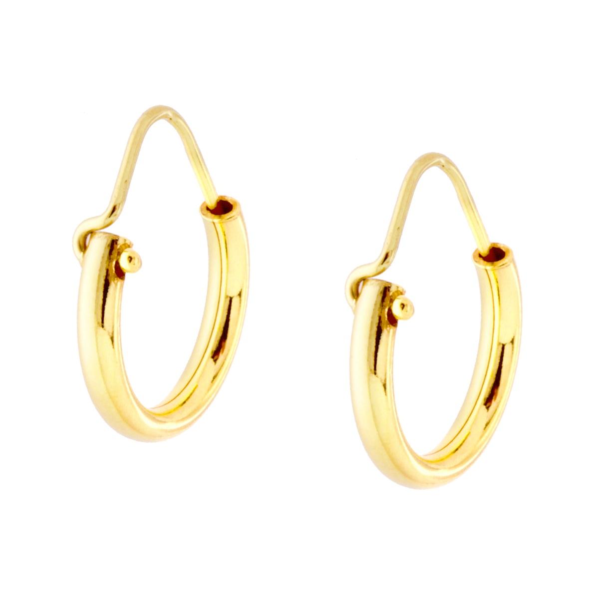 Orecchini a Cerchio Liscio diametro mm 15 con canna tonda spessore mm 2,2 in ARGENTO 925 Galvanica Oro