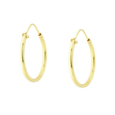 Orecchini a Cerchio Liscio 26 mm canna tonda mm 2,2 in ARGENTO 925 Galvanica Oro