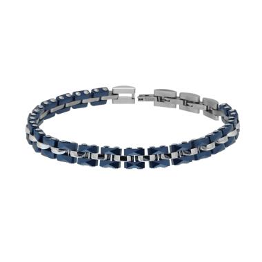 Bracciale Uomo Maglia Imperniata in Ceramica Blu e ACCIAIO