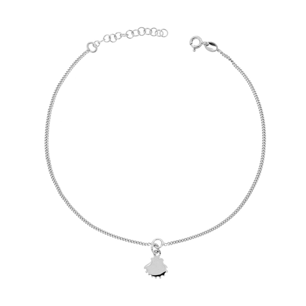 Cavigliera Catena Grumetta con Conchiglia Pendente in ARGENTO 925 Galvanica Rodio