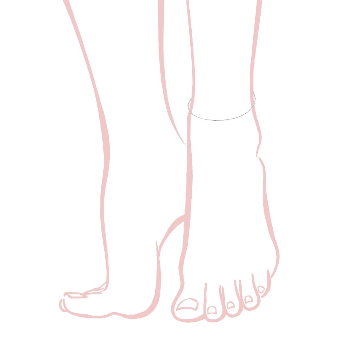 Cavigliera Catena Cilindretti Diamantati in ARGENTO 925 Galvanica Rodio