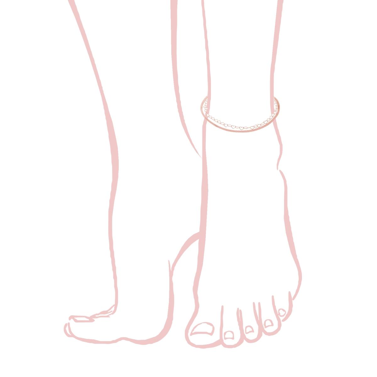 Cavigliera due fili Catena Magik e Cuori in ARGENTO 925 Galvanica Rosa