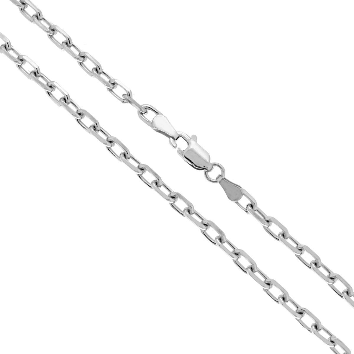 Catena Forzatina Rada Diamantata sezione mm 3,5 lunghezza cm 50 in ARGENTO 925 Galvanica Rodio