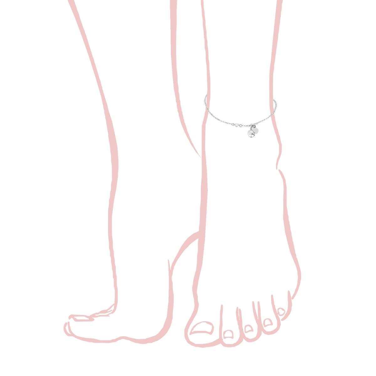 Cavigliera Catena Rolo Diamantata con Albero della Vita Cuore e Zircone a Cuore Bianco in ARGENTO 925 Galvanica Rodio