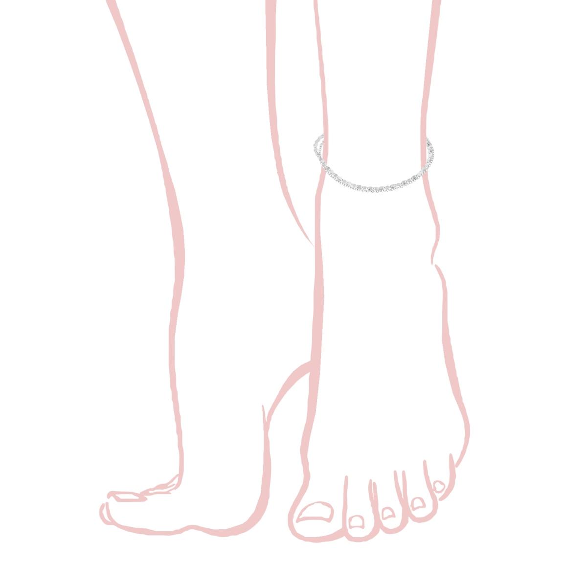 Cavigliera due fili Catena Forzatina e Traversino Marinara lucidato a Specchio in ARGENTO 925 Galvanica Rodio